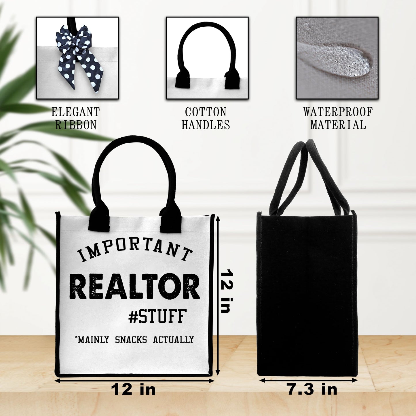 Realtor Tote Bag For Women, Canvas Tote For Working Traveling Shopping, Aesthetic Beach Bag With Ribbon, Thank You Gifts For Realtor -36