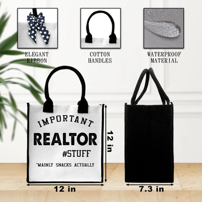 Realtor Tote Bag For Women, Canvas Tote For Working Traveling Shopping, Aesthetic Beach Bag With Ribbon, Thank You Gifts For Realtor -36