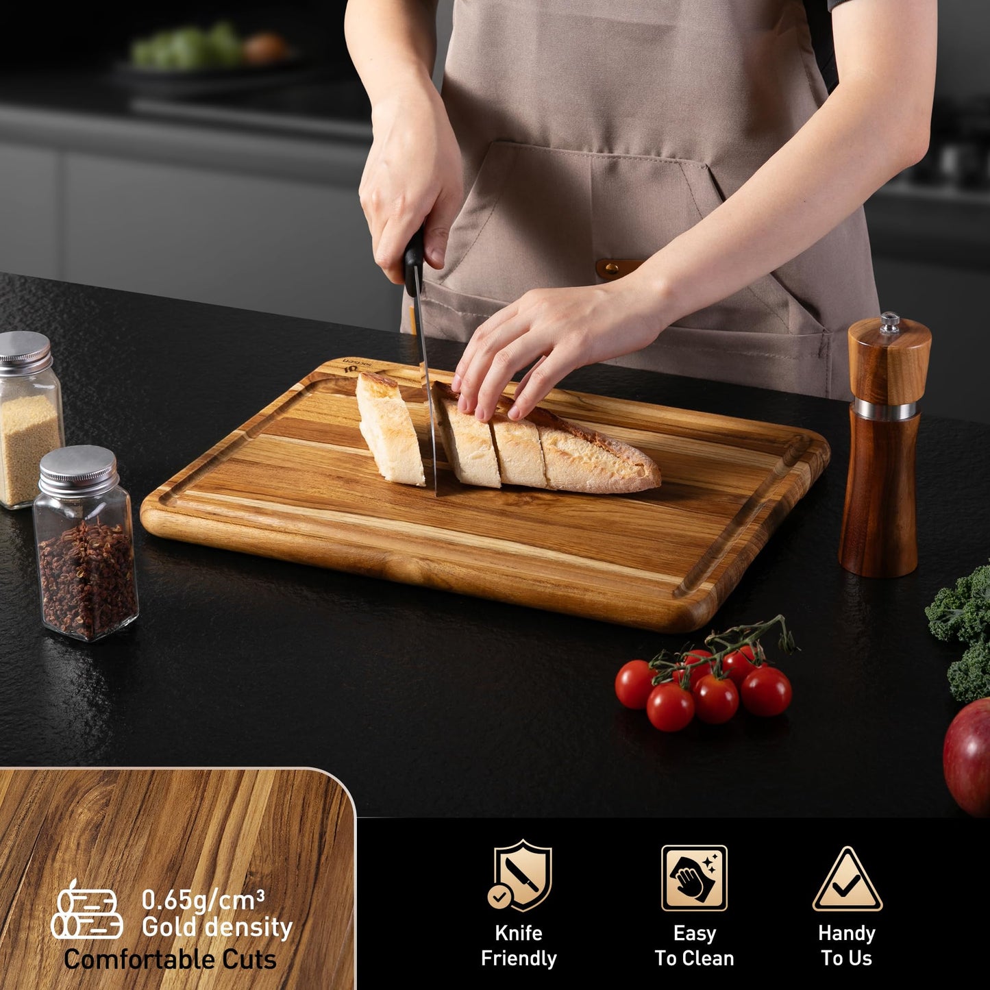 Teak Cutting Board 15inch Non Slip Over Sink Kitchen 2025 First Apartment Essentials Wooden Cutting Board New Home Must Haves Accessories House Warming Decor Housewarming Hostess Host Gifts L