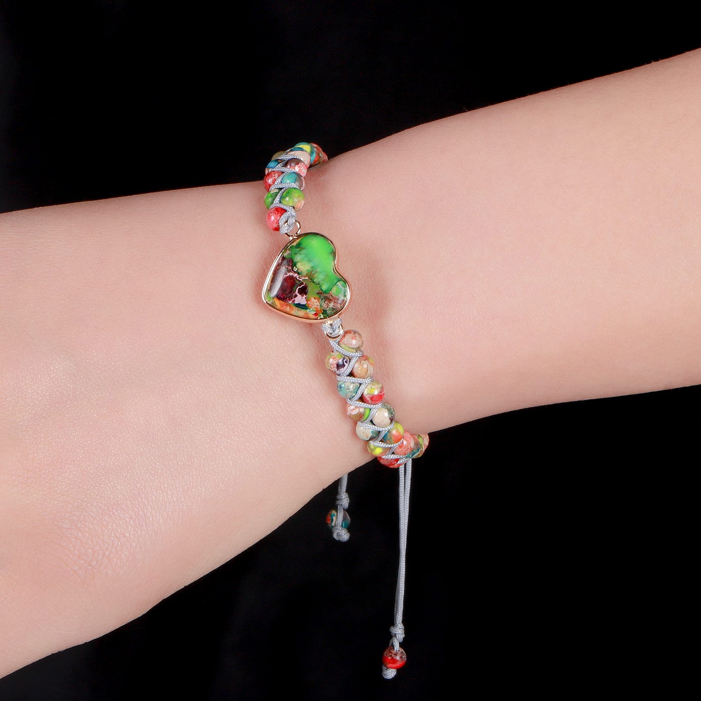 MOOGEEN Handmade Beaded Bracelets for Women Gifts for Granddaughter Daughter Mom Best Friend Bestie Sister Jasper Heart Bracelets Boho Natural Stone Colorful Beads Wrap Bracelet Turquoises Jewelry
