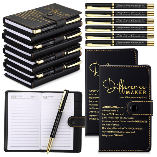 Marspark 10 Set Differen Marker Employee Appreciation Gifts Inspirational A5 Leather Notepad with Motivational Pens Thank You Gifts for Men Women Volunteer Staff Team Office Teacher Father's Day