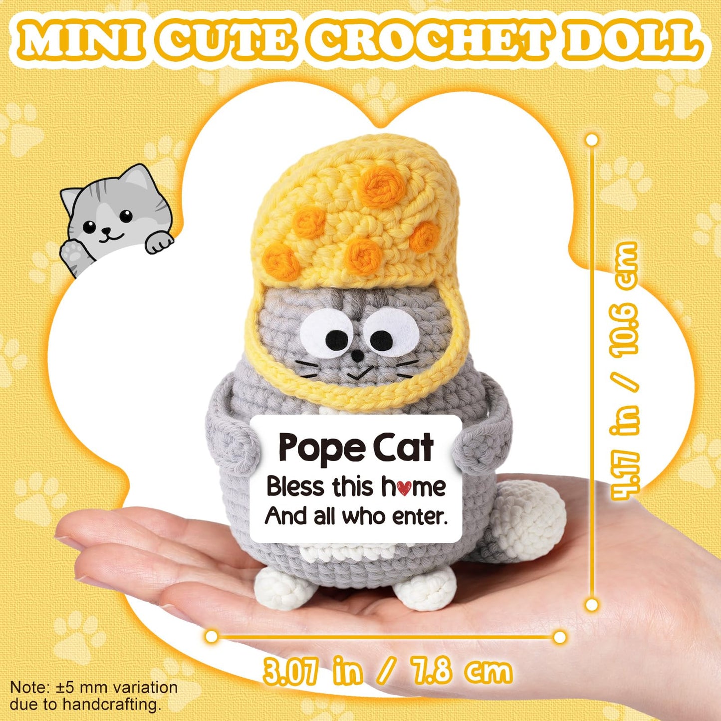 House Warming Gifts New Home, Funny Crochet Pope Cat, New Home Gift Ideas, Home Warming Present for Women Men Friends, Housewarming Gifts New Apartment, Cute Mini Crochet Cat Animals