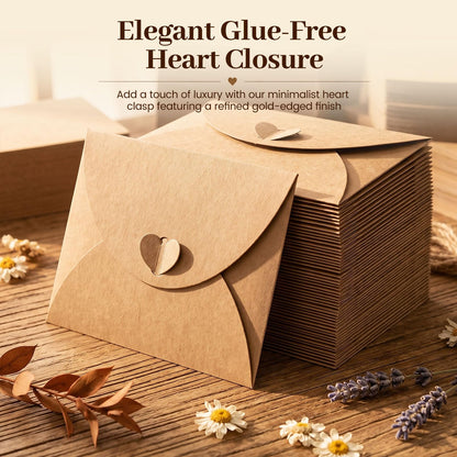 HANSGO 100PCS Mini Gift Card Envelopes, 4 x 2.8 Inch Gift Card Holders with Heart Clasp, for Wedding, Birthday, Baby Shower, Christmas, Business Cards