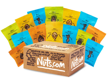 Nuts.com - Nuts and Dried Fruits Snack Box – Gourmet Mix Assortment for Father's Day & Festive Gifts – Package Includes Mixed Nuts, Dried Apricots & Fruits, Trail Mix, Heat Mix and Apple Pie Crunch