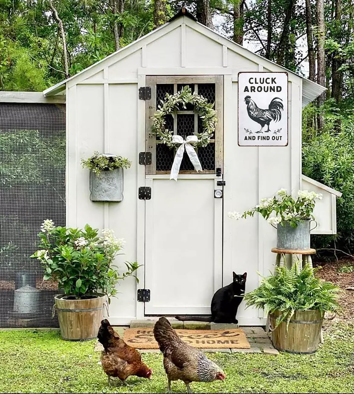 Smilelife Funny Chicken Gifts Chicken Cluck Around and Find Out Tin Sign for Home Farm Chicken Coop Farmhouse Kitchen Garden Decor 8 X 12 Inch (3020)