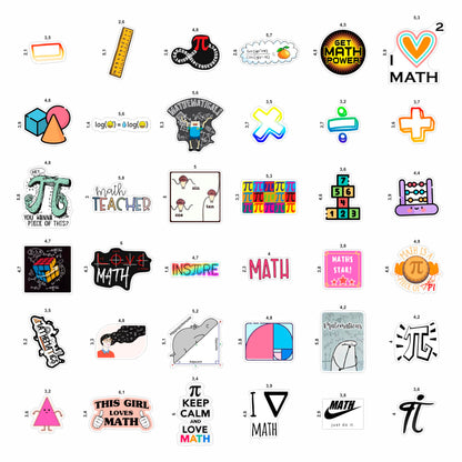 BulbaCraft BulbaCraft 100Pcs Small Math Stickers - Funny Math Gifts for Women and Men, Mathematics Gifts for Women & Men