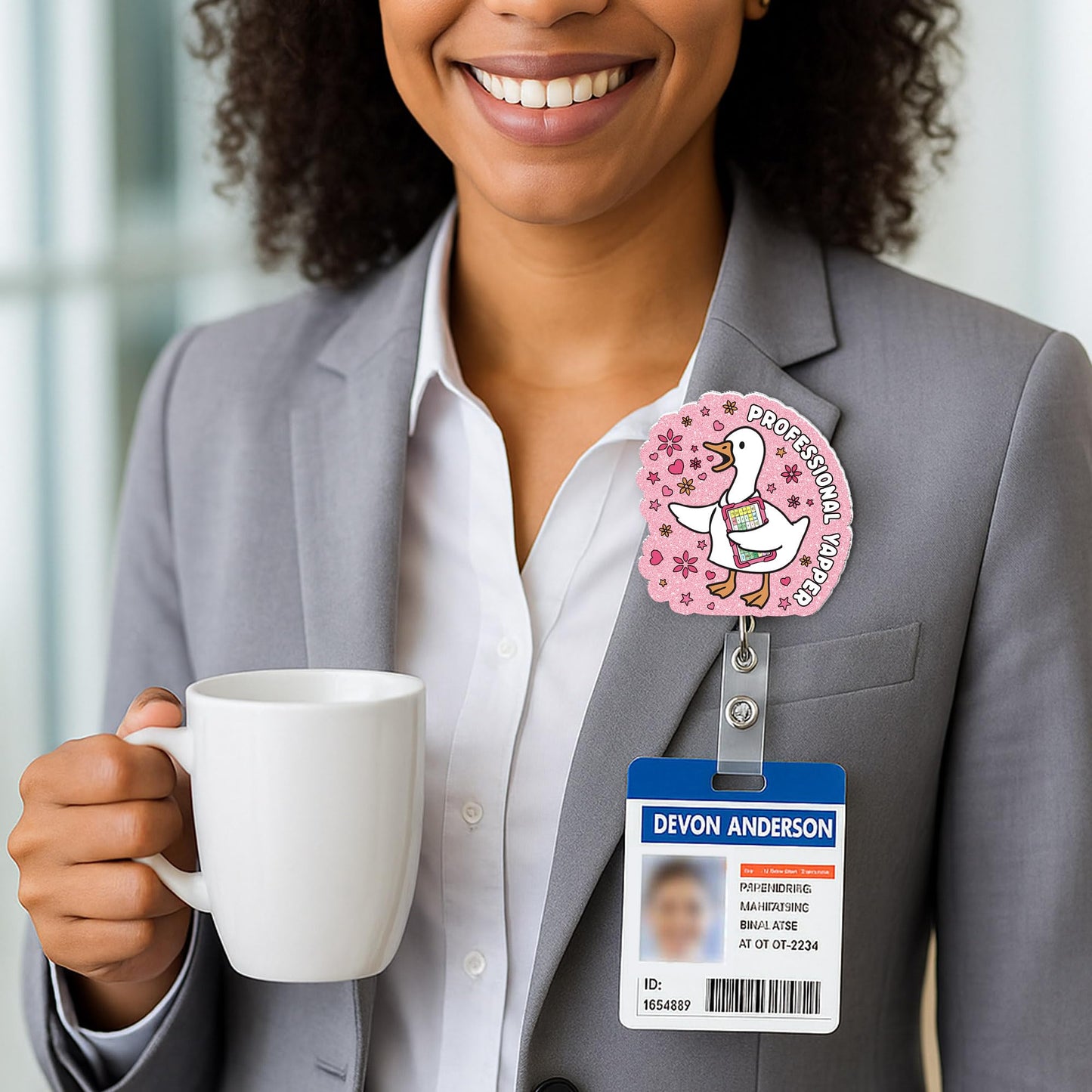 Funny SLP Badge Reel– Retractable Cute Silly Goose Professional Yapper Badge Holder with Aligator Clip, Speech Therapy Gifts for Speech Teacher, SLPA, AAC Specialist, Speech Pathologist