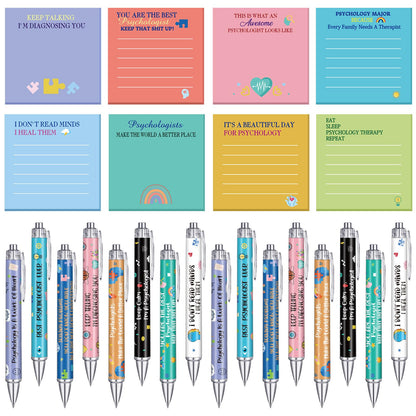 AmazingSpark 24 Sets Psychologist Gifts Include Ballpoint Pens and Sticky Notes for School Psychologist Mental Health Therapist Counselors Psychology Student Birthday Gift