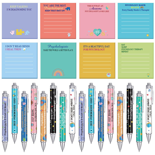AmazingSpark 24 Sets Psychologist Gifts Include Ballpoint Pens and Sticky Notes for School Psychologist Mental Health Therapist Counselors Psychology Student Birthday Gift