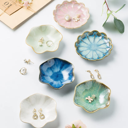 Jewelry Dish Tray, Ring Dish, Ceramic Trinket Tray, Key Bowl, Decorative Plate, for Friends Sisters Daughter Mother (Starry Blue)