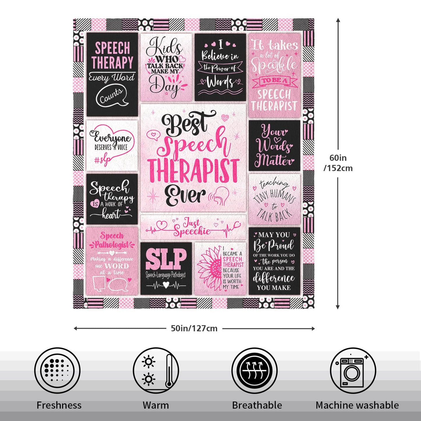 Speech Therapist Gift for Women, Speech Pathologist Gifts, SLP Gifts, Speech Language Pathologist Gift, Speech Therapy Gifts for Therapist, Gift for Speech Therapists Throw Blanket 60" x 50"