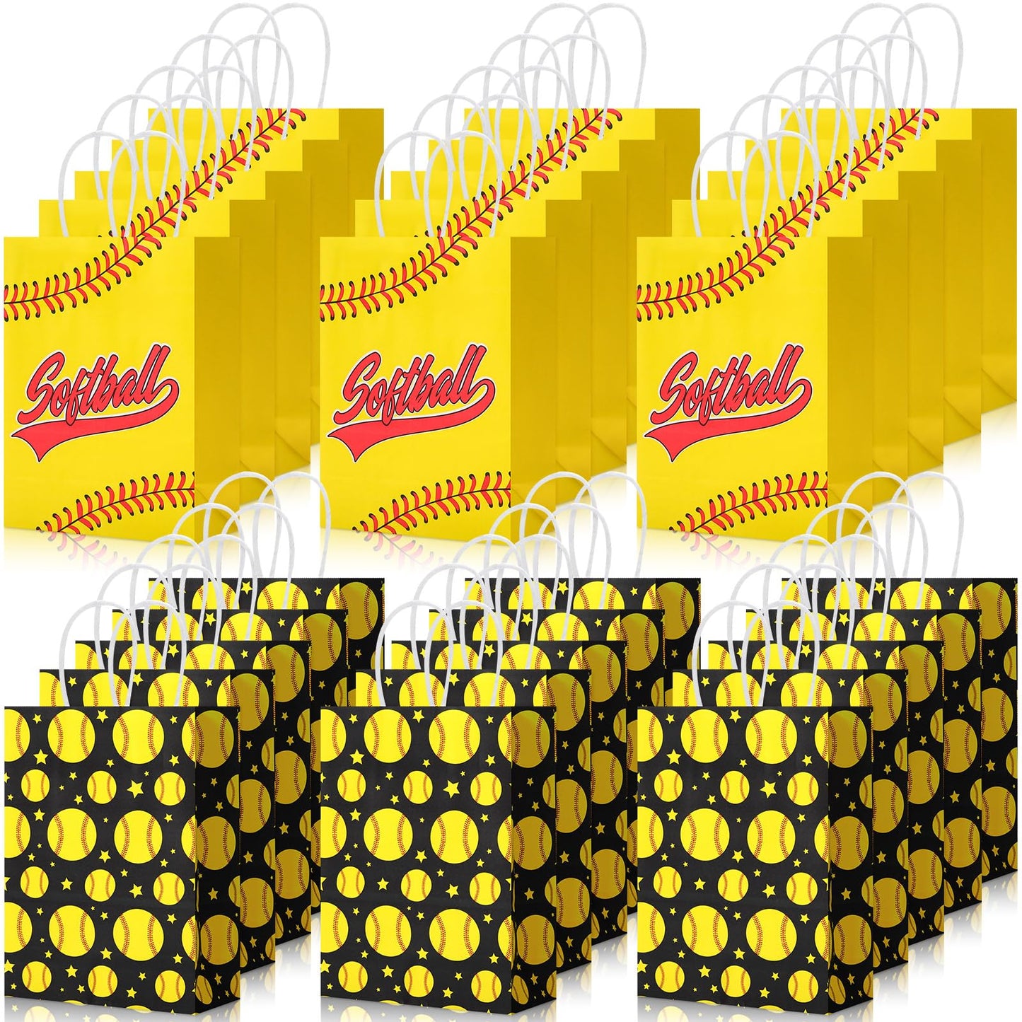 Leinuosen 30 Pcs Softball Gift Bags Softball 2026 Senior Night Party Favor Sport Team Treat Bags with Handles for Snacks Candy End of Season Birthday Party Supplies