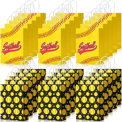 Leinuosen 30 Pcs Softball Gift Bags Softball 2026 Senior Night Party Favor Sport Team Treat Bags with Handles for Snacks Candy End of Season Birthday Party Supplies