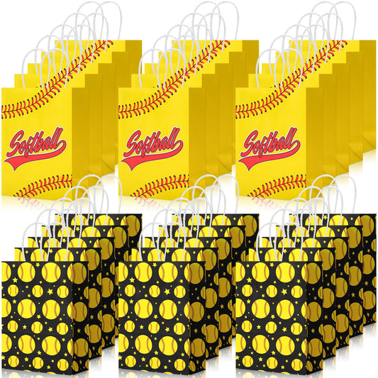 Leinuosen 30 Pcs Softball Gift Bags Softball 2026 Senior Night Party Favor Sport Team Treat Bags with Handles for Snacks Candy End of Season Birthday Party Supplies