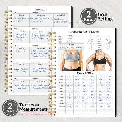 2026 Fitness Workout Journal Planner for Women & Men, JAN 2026 - DEC 2026 Exercise Planner, 6.4" x 8.3" Workout Calendar Journal Essentials Gift for Goals, Tracking, Gifts with PVC Plastic Cover,Black