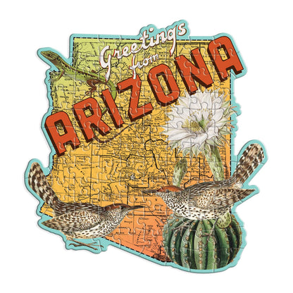 Galison Arizona Mini Shaped Puzzle - 100 Jigsaw Pieces Featuring Art by Bestselling Artist Wendy Gold, Die-Cut Mini Shaped Puzzle, Makes a Great Gift!