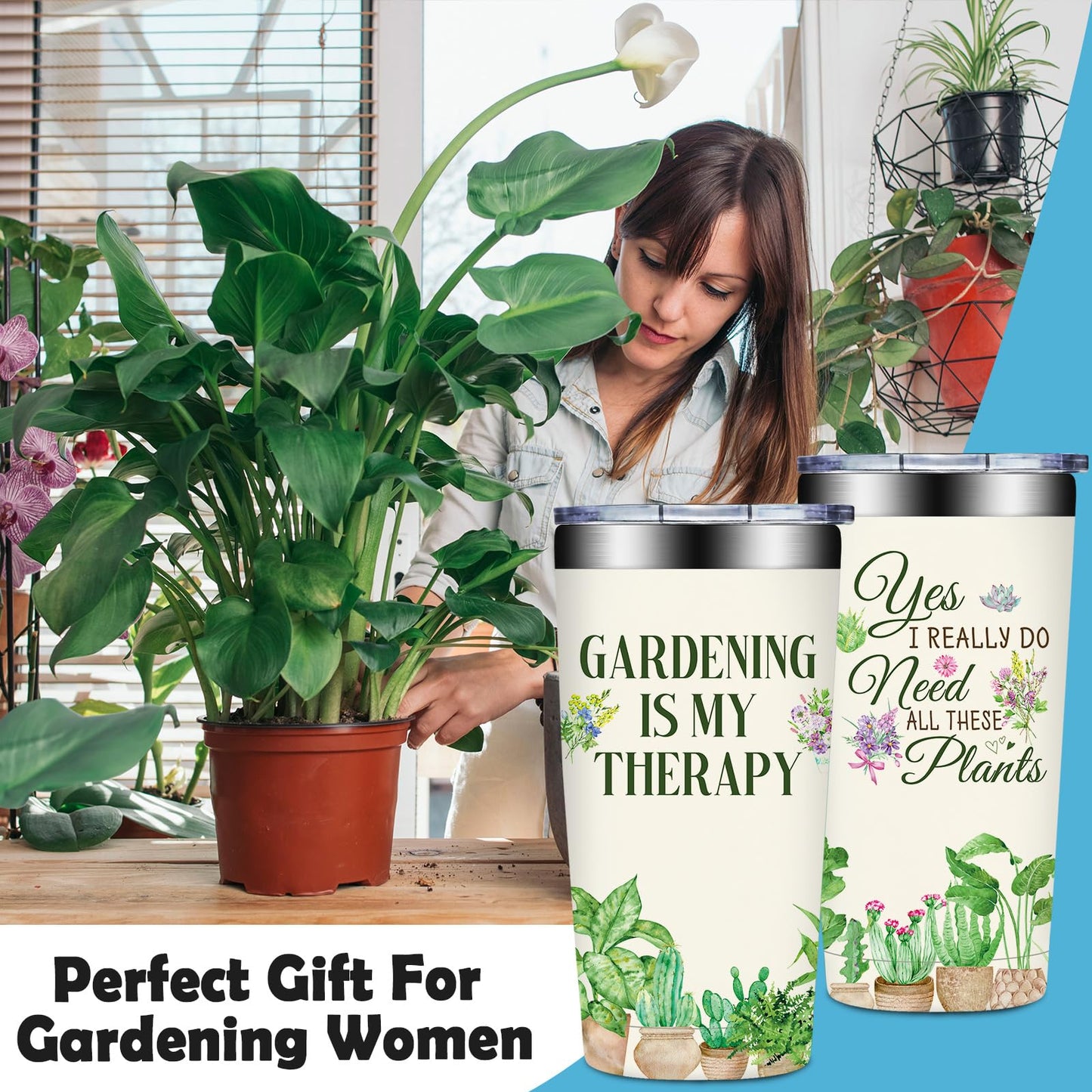 Grifarny Gardening Gifts for Women - Plant Lover Gift - Mothers Day Gifts for Gardeners, Pant Lovers, Garden - Gardening is My Therapy Tumbler Cup 20 oz