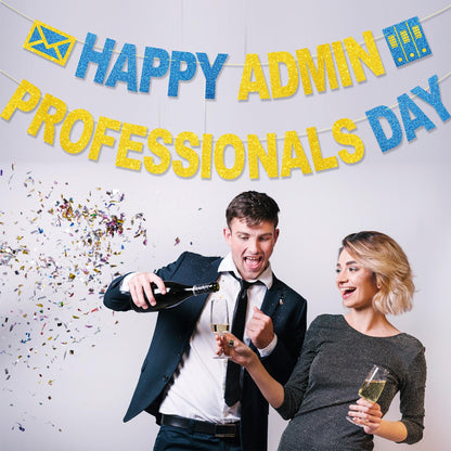 Happy Admin Professionals Day Banner No DIY Glitter Happy Administrative Professionals Day Office Party Decorations Administrative Professionals Day Gifts Appreciation Decorations
