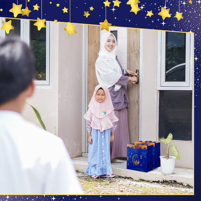 Resurhang 16 Pcs Eid Al Adha Party Reusable Gift Bags with Handles, Muslim Treat Non Woven Ramadan Goodie Bags for Eid Al Adha Muslim Party Supplies(Blue)