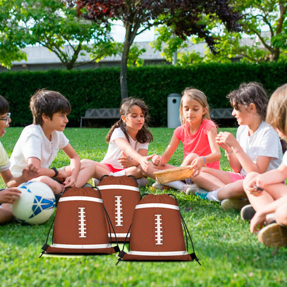 16 Pack Superbowl Party Decorations Football Drawstring Gift Bags Football Party Decorations for Kids Football Snack Goodie Treat Bag for Football Themed Birthday Sports Party Gift,9.8 x 11.8 Inches