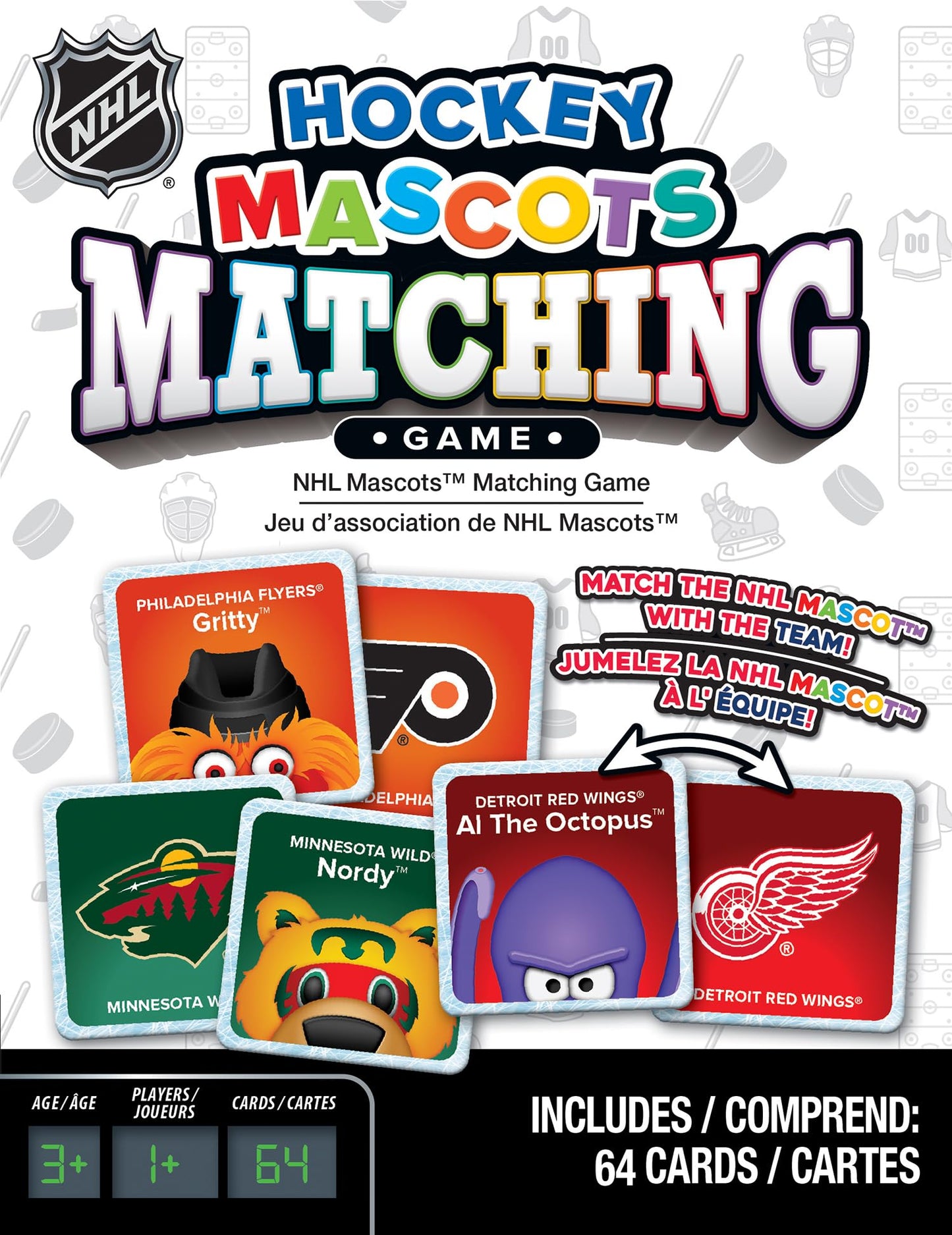 Masterpieces NHL Mascots Matching Game, Officially Licensed Memory Cards, Hockey Toys for Kids Ages 4-8, 18 Card Pairs Team Mascot Match Play, Screen Free Learning, Classroom and Travel Activity Fun