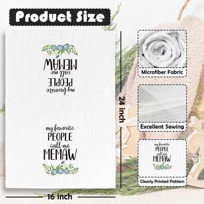 Memaw Gifts Kitchen Towels - Grandma Gifts from Grandkids Dish Towels, Rustic Grandma Mothers Day Birthday Decorative Absorbent Dishcloths Hand Towel for Kitchen Decor 16x24 Inches