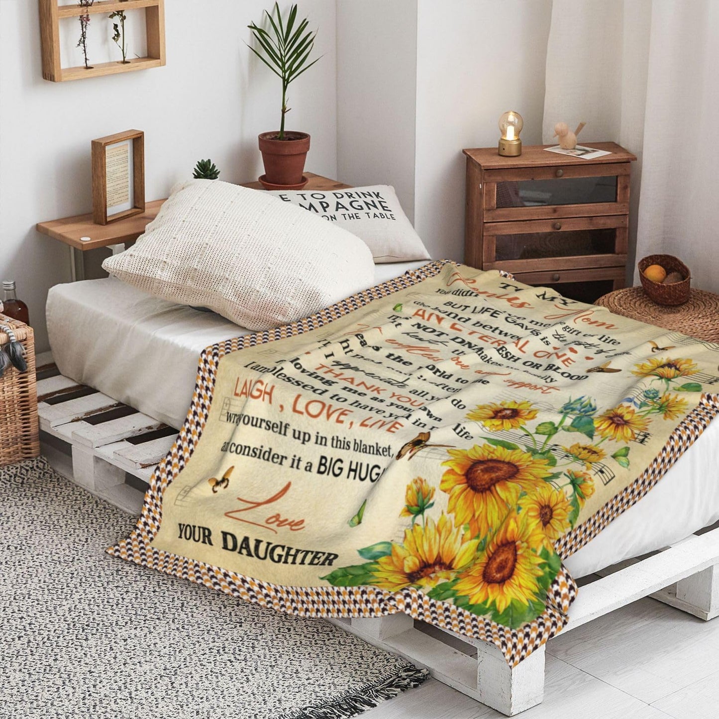 puekrtoa Bonus Mom Blanket 60"X50", Stepmom Gift, Gifts for Bonus Mom/Stepmom from Daughter, Best Bonus Moms Birthday Retirement Gift