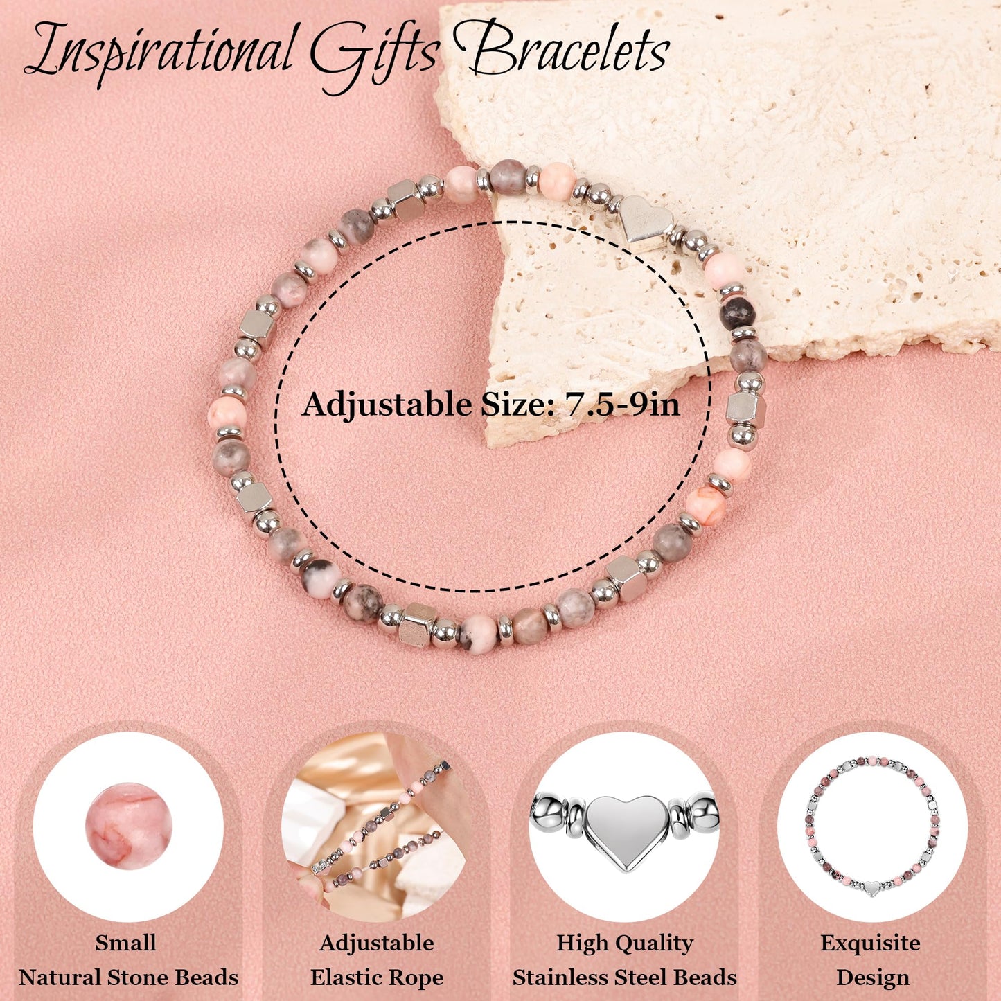 NICEIGHT Tiny Natural Stone Beaded Bracelets for Women Sometimes You Forget You're Awesome Inspirational Gifts Bracelets Mothers Day Graduation Christmas Birthday Gifts for Mom Friend Sister