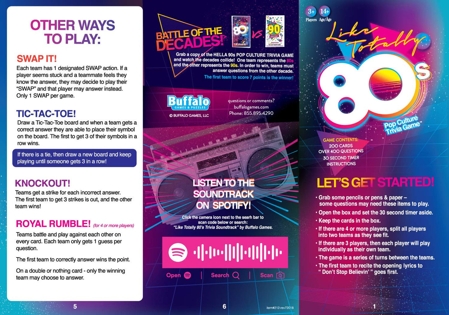 Buffalo Games Like Totally 80's Pop Culture Trivia Game - 200 Cards, 30s Timer & Guide - Team Contest for Adult Game Night - Portable Travel Activities for Adults - Quick Trivia Quizzes for Players
