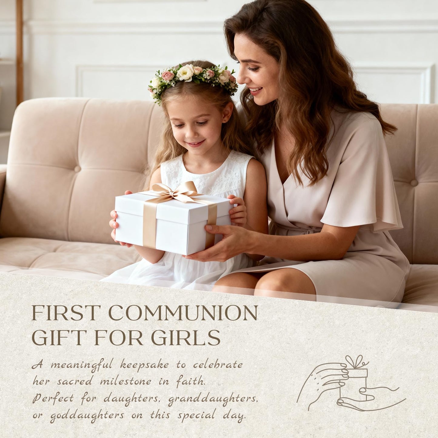 First Communion Gift for Girls—8.3'' First Holy Communion Girl Figurine with Keepsake Box, Thoughtful Catholic Gift for Daughter, Granddaughter, or Goddaughter, Meaningful Christian Present