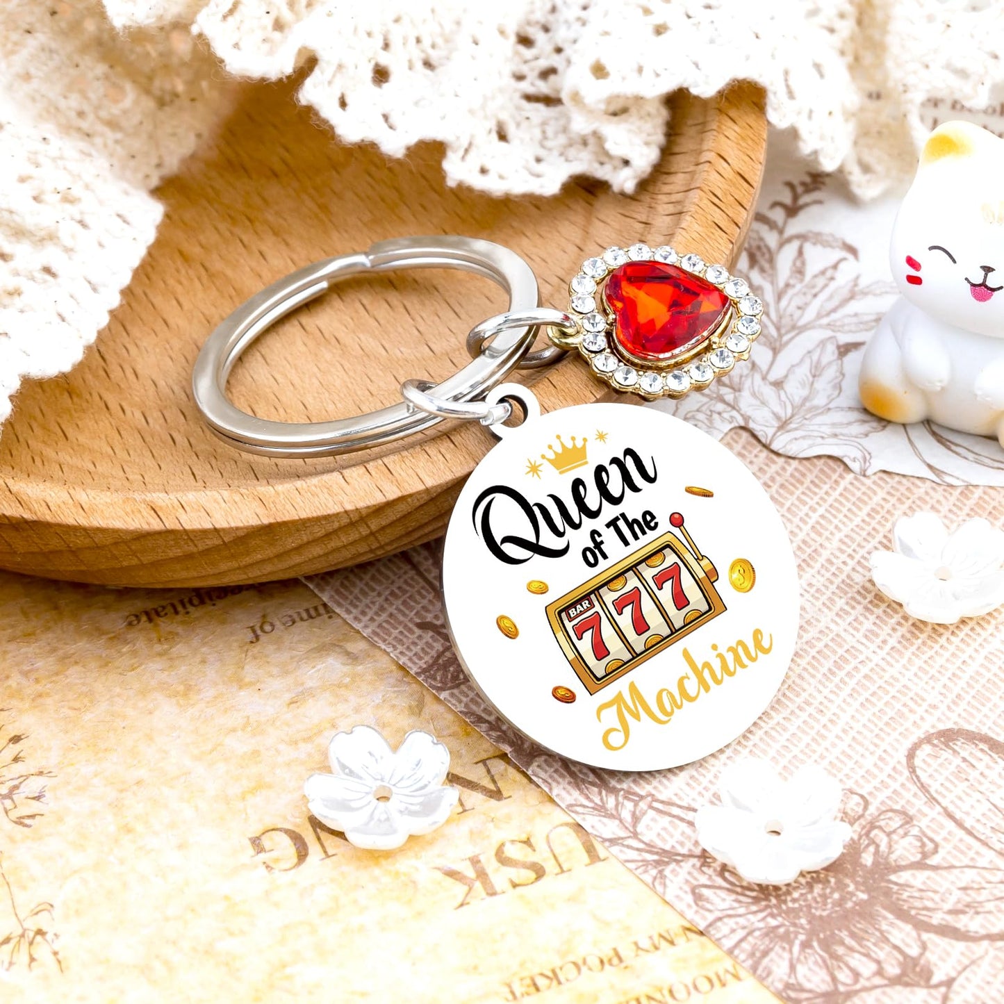 Gambling Gifts for Gambler Slot Machine Keychain Casino Gifts for Women Casino Lovers Gambling Keychain Queen of The Slot Machine Gift Good Luck Gift