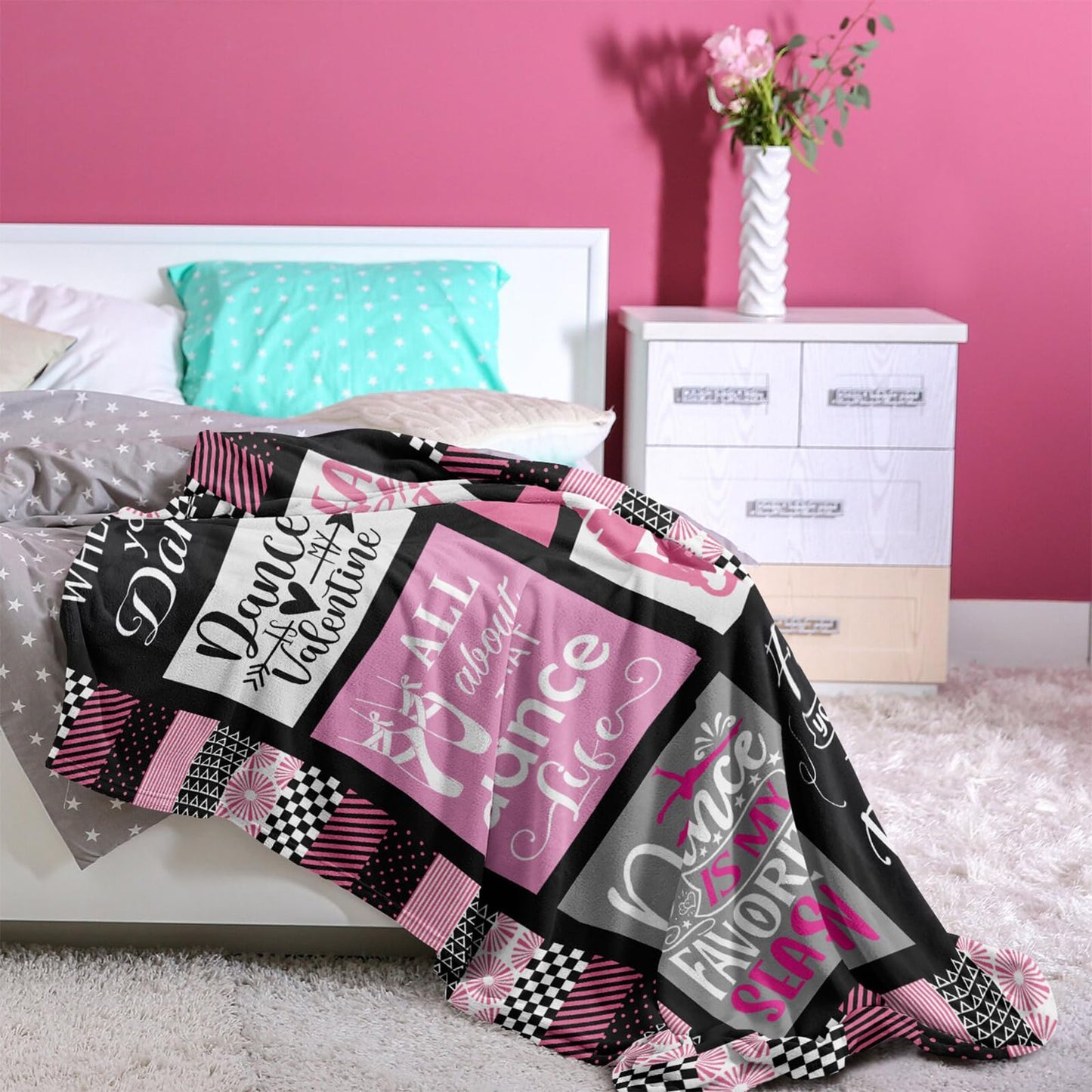 Dance Gifts Blanket 60"x50", Dance Recital/Dancer/Ballet/Ballerina Gifts for Girls Teens Her Teacher, Gift for Dancers, Dancing Stuff/Accessories, Dancing Soft Throw Blanket