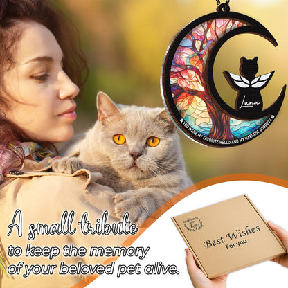 6" DIY Cat Memorial Suncatcher – 4-in-1 Cat Memorial Gifts for Loss of Cats, Pet Remembrance Gifts | Loss of Cats Sympathy Gift with Ornament, Keychain & Sympathy Card PS191