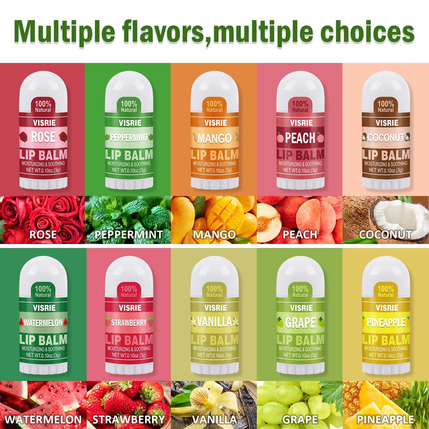 VISRIE 40 Pack Mini Lip Balm Bulk, Natural Lip Balm with Vitamin E & Beeswax, Moisturizing Lip Care for Dry Lips, Perfect for Party Favors, Care Packages & Small Gifts
