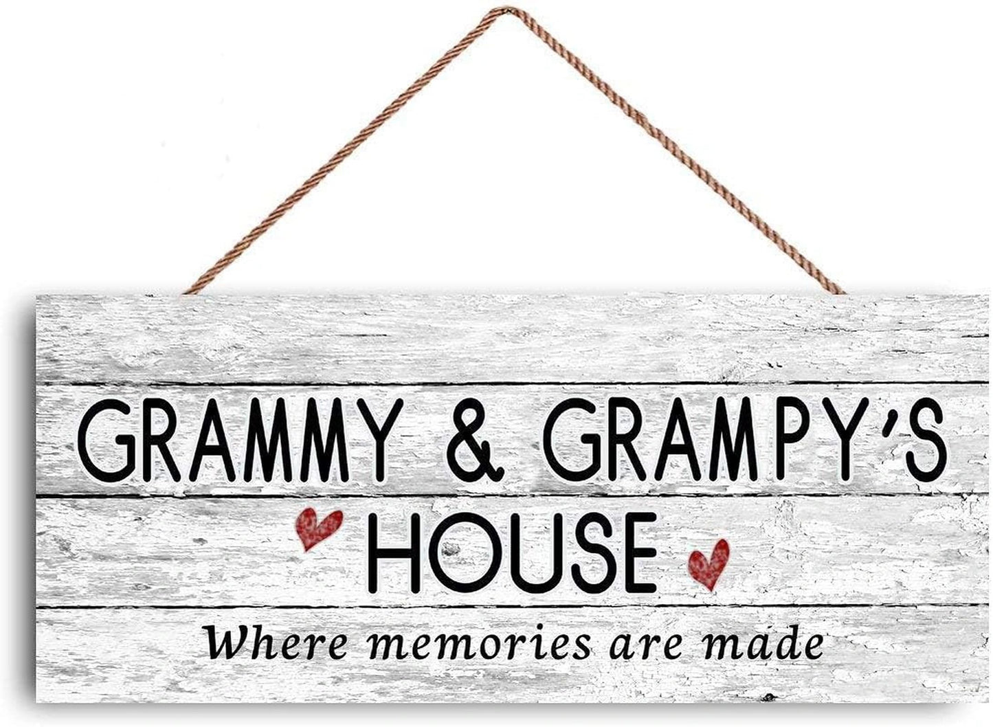 12x6 inch New Sign GRAMMY AND GRAMPY's House Sign, Where Memories Are Made, Distressed Style, Gift for Grandparents, Indoor Outdoor