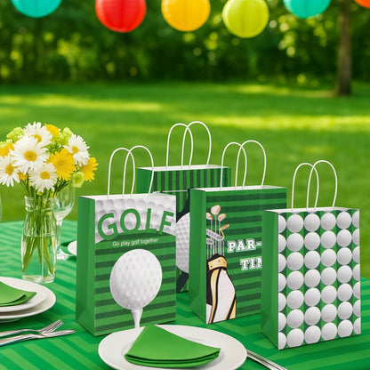Golf Party Favor Bags - Golf Themed Goodie Bags with Handles for Birthday Decorations, Golfs Gift Bags, Golfs Theme Birthday Goody Paper Bags for Men Women Sports Events Party Favor Supplies