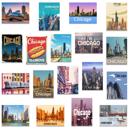 Xuhal 18 Pcs Chicago Magnets for Refrigerator Fridge Magnet Magnetic USA Souvenirs Gifts Bulk Refrigerator Sticker Home Decoration Accessories