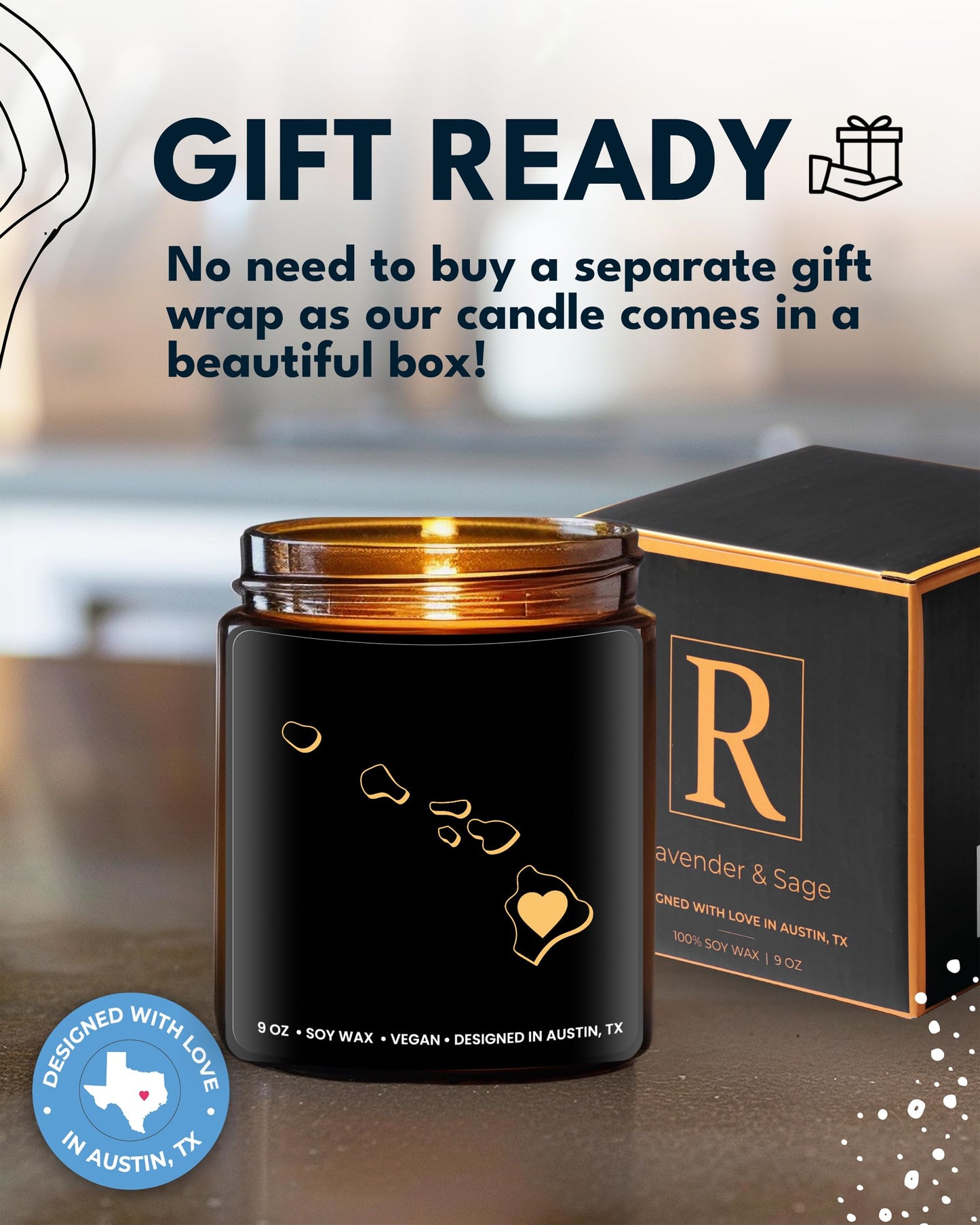 Hawaii Candle, Unique Hawaii Themed Gifts for Men and Women, Best Sentimental Souvenir Gifts for Moving Away, Thoughtful Home Sick Presents, Ideal for Birthday, Christmas, Graduation, Gift Ready