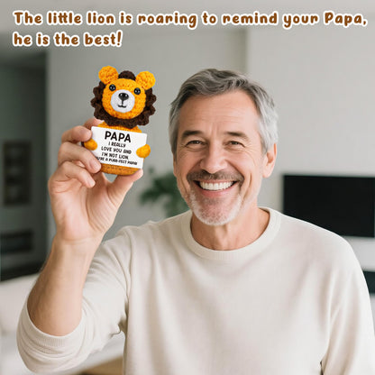 Grandpa Fathers Day Papa Gifts from Grandkids, Father's Day Grandpa Papa Birthday Gifts from Granddaughter Grandson, Best Grandfather Ever Gift, Grandparents Day Gift, Funny Handmade Crochet Lion