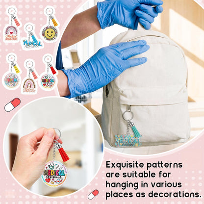 Equsion 24 Pcs Medical Assistant Keychains Bulk Medical Assistant Essentials Gifts Thank You Keychains Motivational Acrylic Gifts Accessories for Nurse Women Female Men Appreciation Favors