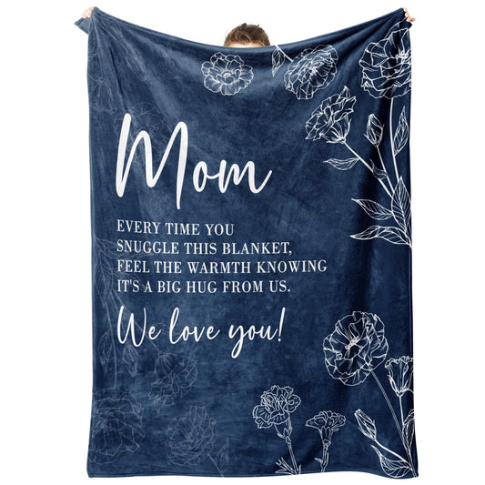 GiltGlimmer Gifts for Mom, Mom Birthday Gifts Blanket, Moms Gift for Women from Daughter Son, We Love You Present for Mother Mommy Christmas Mothers Day 60" x 50", Blue