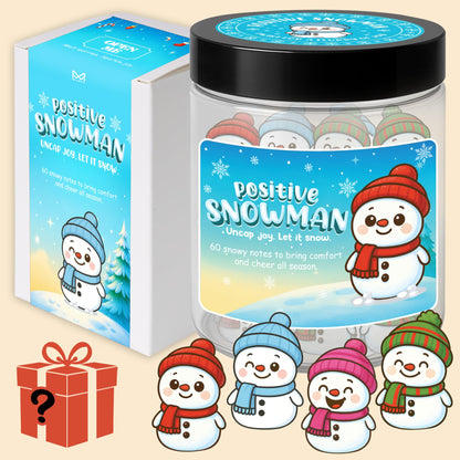 Positive Snowman Jar, 60 Affirmation Cards for Women, Men, Teens & Coworkers, Christmas White Elephant Gifts for Teens, Women - Men, Mom, Teacher, Sisters, Friends, Teen Girl Gifts Trendy Stuff