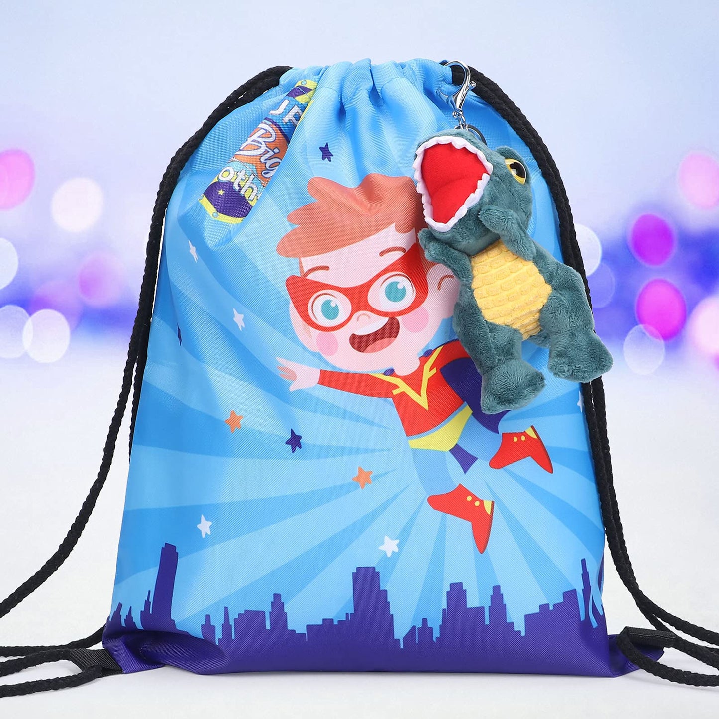 Golray Super Big Brother Gifts Set with Superhero Cape Eyemask Dinosaur Slap Bracelets Necklace, Drawstring Backpack, Plush Keychain, Insulated Plastic Tumbler Cup Big Brother Gift Little Toddler Boy
