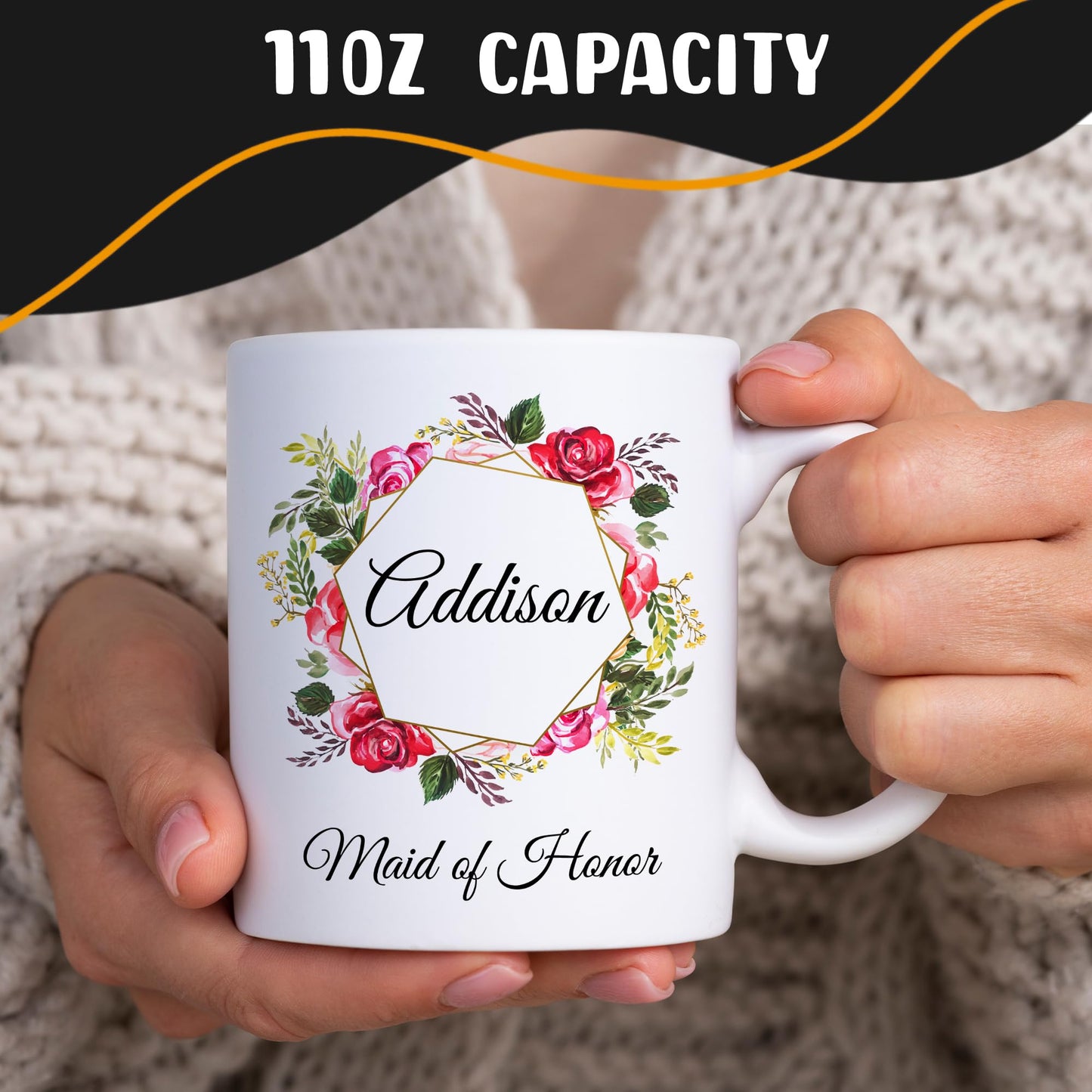 Personalized Coffee Mug, Custom Picture Text or Logo Ceramic Mug, Customized Gift for Men & Women, Taza Personalizada with Photo and Words, Customizable 11 Oz Tea Cup | White