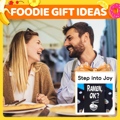 HAPPYPOP Food Gifts for Men Women - Funny Unisex Pickle Ramen Noodle Socks 2 Pack