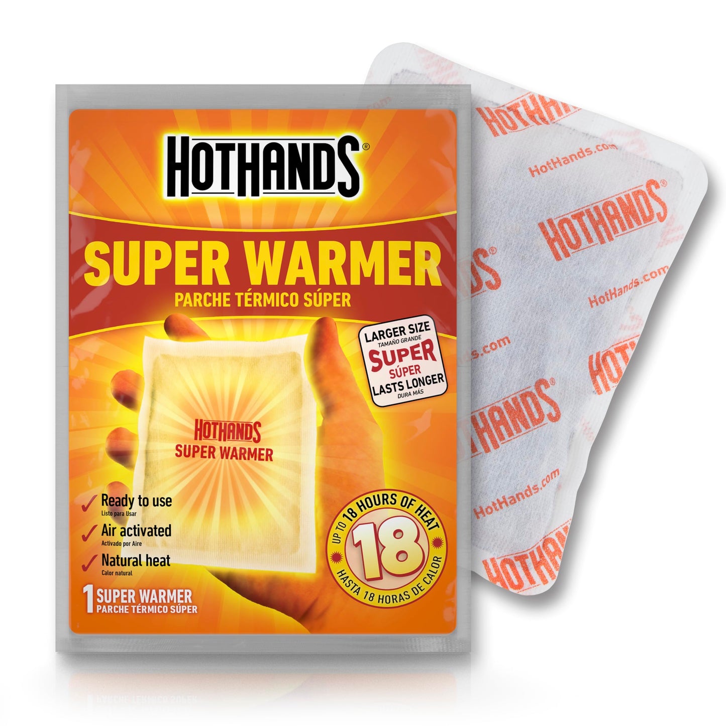 HotHands Body & Hand Super Warmers - Long Lasting Natural Odorless Air Activated Warmers - Up to 18 Hours of Heat - 3 Individual Warmers