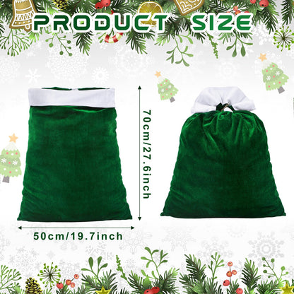 Shappy 2 Pcs Christmas Velvet Santa Gifts Bags 20 x 28 Inch Large Santa Gift Sack with Drawstring Christmas Gift Presents Bags for Xmas Present Toys Holiday Party Supplies(Green)
