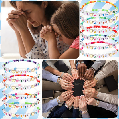 Kenning 36 Pcs LDS Gifts LDS Mormon Gifts Walk with Me Friendship Bracelets 2026 Youth Theme Missionary Friendship Bracelets Bishop Christian Faith Baptism for Elder Missionary Men Women