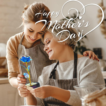 Otlonpe Mothers Day Flowers Gifts for Mom from Daughter Son, Preserved Forever Glass Light Up Rose Gifts for Grandma Wife Women Girlfriend Sister, Teacher Appreciation Graduation Gift for Her (Blue)