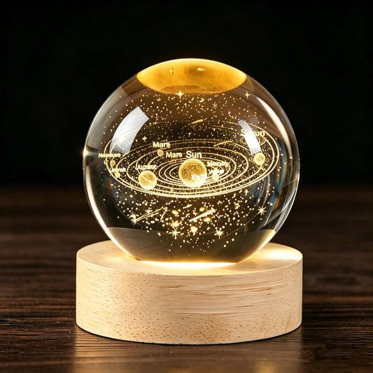 3D Solar System Crystal Ball, 2.4inch Universe Gifts Decorative Ball, Colorful Space Glass Laser Engraved Model Astronomy Display Sculpture Home Decor Crafts for Physics Enthusiasts Collectors Friends